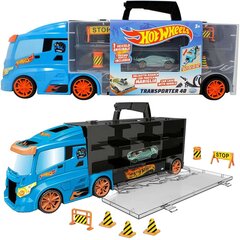 Hot Wheels Transporter Truck 14 automašīnām + 1 automašīna un ceļa zīmes cena un informācija | Rotaļlietas zēniem | 220.lv