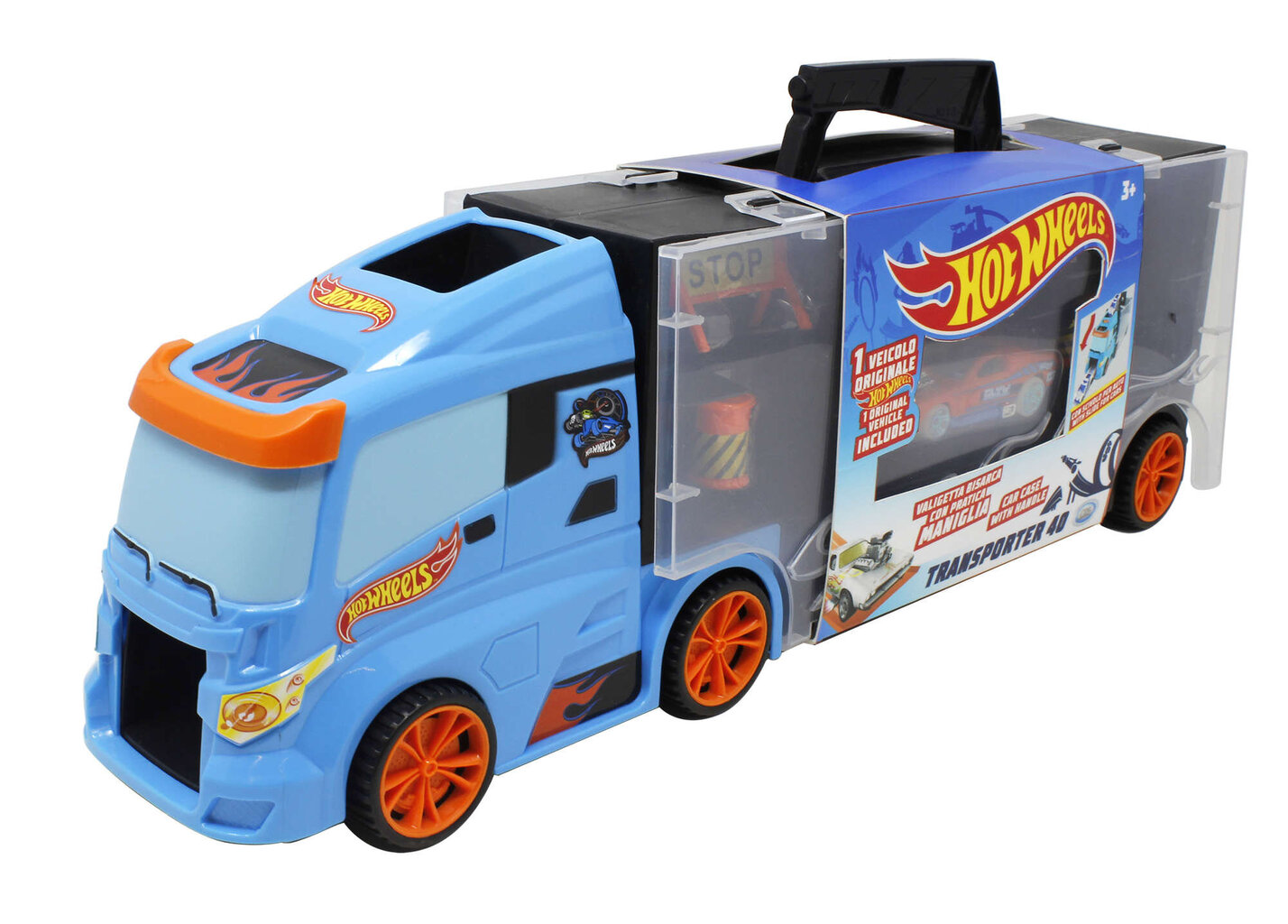 Hot Wheels Transporter Truck 14 automašīnām + 1 automašīna un ceļa zīmes цена и информация | Rotaļlietas zēniem | 220.lv