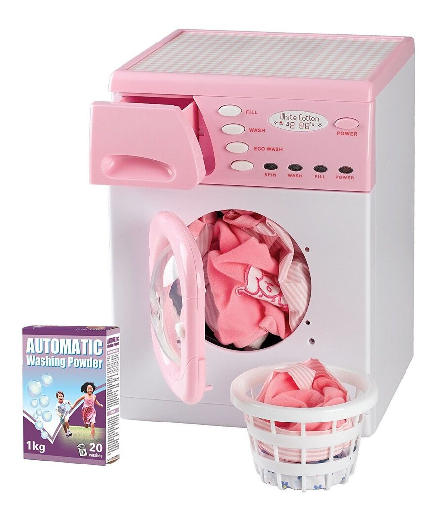 Casdon 621 rotaļlietu elektroniskā veļas mašīna rozā krāsā cena un informācija | Rotaļlietas meitenēm | 220.lv
