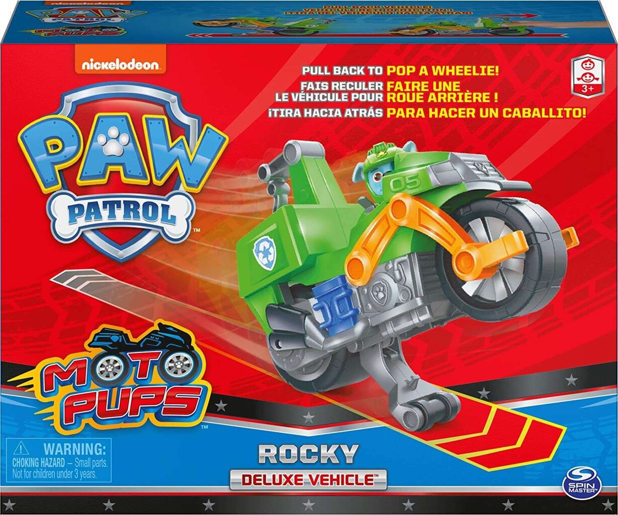 Paw Patrol Moto Pups Rocky figūriņa un motocikls deluxe Spin Master цена и информация | Rotaļlietas zēniem | 220.lv