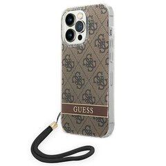 Guess GUOHCP14XH4STW iPhone 14 Pro Max 6,7" brązowy|brown hardcase 4G Print Strap цена и информация | Чехлы для телефонов | 220.lv