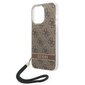 Guess GUOHCP14XH4STW iPhone 14 Pro Max 6,7" brūns|brūns cietais korpuss 4G Print Strap цена и информация | Telefonu vāciņi, maciņi | 220.lv