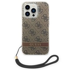 Guess GUOHCP14XH4STW iPhone 14 Pro Max 6,7" brązowy|brown hardcase 4G Print Strap цена и информация | Чехлы для телефонов | 220.lv