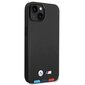 Korpuss BMW BMHCP14M22PTDK iPhone 14 Plus 6,7" czarny|black Leather Stamp Tricolor cena un informācija | Telefonu vāciņi, maciņi | 220.lv