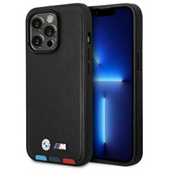 Etui BMW BMHCP14L22PTDK iPhone 14 Pro 6,1" czarny|black Leather Stamp Tricolor цена и информация | Чехлы для телефонов | 220.lv