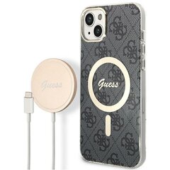 Komplekts Guess GUBPP14SH4EACSK Case+ Lādētājs iPhone 14 6,1" melns|melns cietais korpuss 4G Print MagSafe cena un informācija | Telefonu vāciņi, maciņi | 220.lv