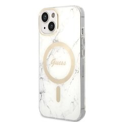 Komplekts Guess GUBPP14MHMEACSH Case+ Lādētājs iPhone 14 Plus 6,7" balts|balts cietais korpuss Marble MagSafe cena un informācija | Telefonu vāciņi, maciņi | 220.lv