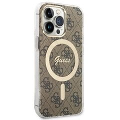 Komplekts Guess GUBPP13XH4EACSW Case+ Lādētājs iPhone 13 Pro Max brūns|brūns cietais korpuss 4G Print MagSafe cena un informācija | Telefonu vāciņi, maciņi | 220.lv