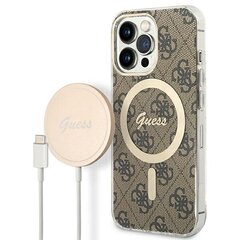 Zestaw Guess GUBPP13XH4EACSW Case+ Charger iPhone 13 Pro Max brązowy|brown hard case 4G Print MagSafe цена и информация | Чехлы для телефонов | 220.lv