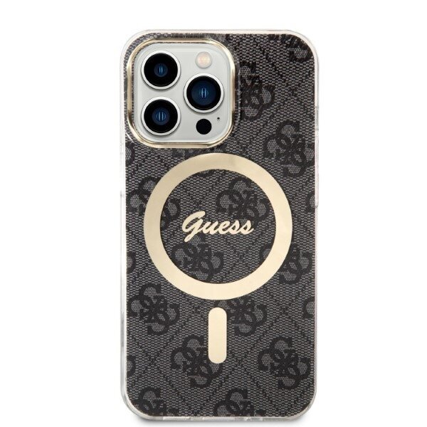 Komplekts Guess GUBPP13LH4EACSK Case+ Lādētājs iPhone 13 Pro melns|melns cietais korpuss 4G Print MagSafe cena un informācija | Telefonu vāciņi, maciņi | 220.lv