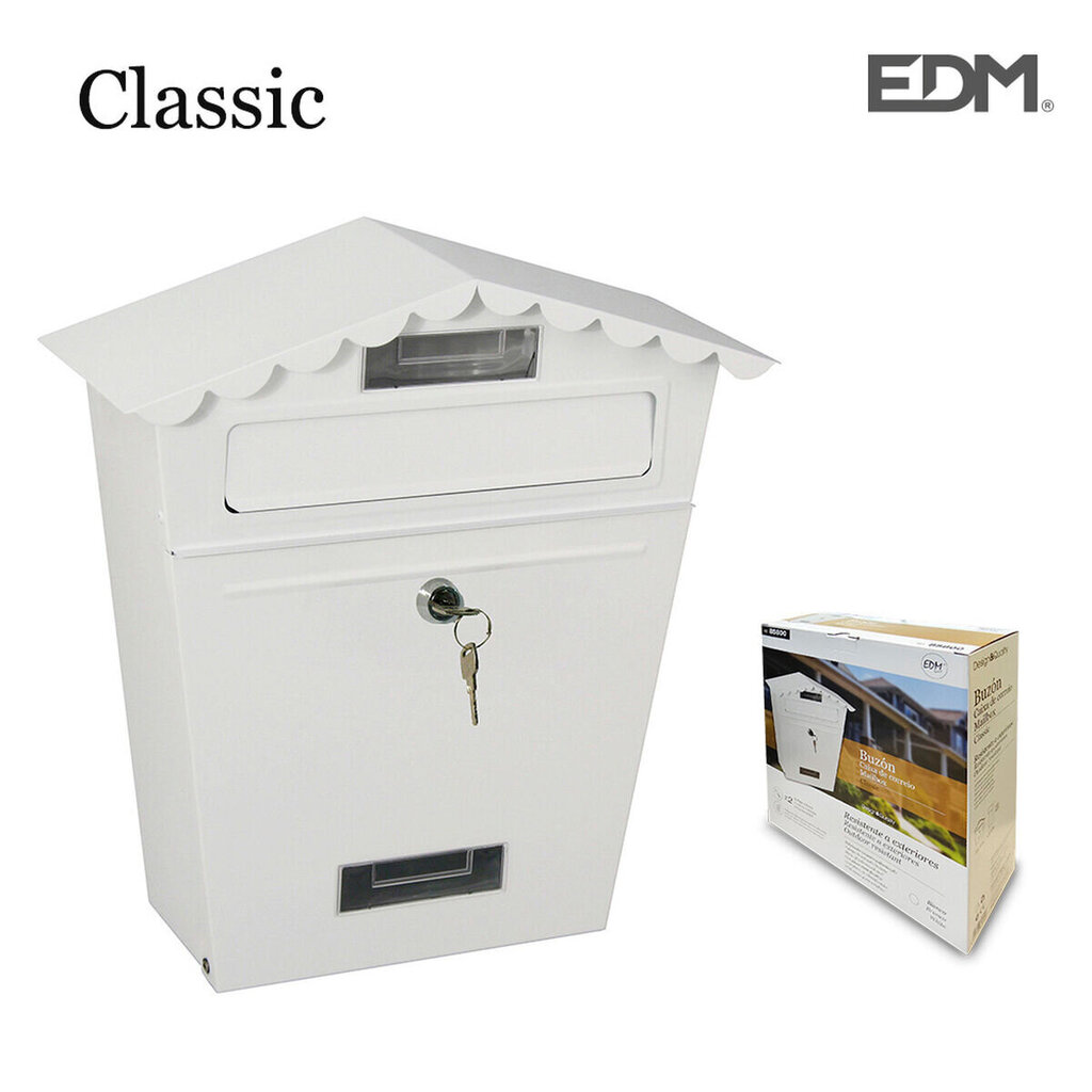Pastkaste EDM Tērauds Balts Classic (29,5 x 10,5 x 35,5 cm) cena un informācija | Pastkastītes, mājas numuri | 220.lv