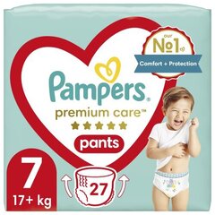 Подгузники-трусики PAMPERS Premium Care Pants, Размер 7, 17+кг, 27 шт цена и информация | Подгузники | 220.lv