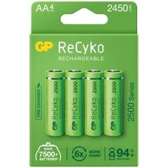 аккумуляторная батарея, aa (hr6), 1,2 в, 2450 mah, gp, бумажная коробка, 4 шт, recyko цена и информация | Батерейки | 220.lv