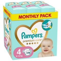 Autiņbiksītes PAMPERS Premium Care Monthly Pack, 4. izmērs, 9-14 kg, 174 gab. цена и информация | Подгузники | 220.lv