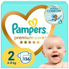 Подгузники PAMPERS Premium Care, размер 2, 4-8 кг, 136 шт. цена и информация | Подгузники | 220.lv