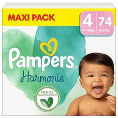 Подгузники PAMPERS Harmonie Maxi Pack, размер 4, 9-14 кг, 74 шт. цена и информация | Подгузники | 220.lv