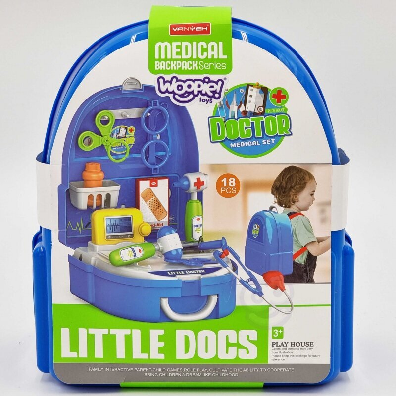 WOOPIE Little Doctor komplekts mugursom 18 el. cena un informācija | Attīstošās rotaļlietas | 220.lv