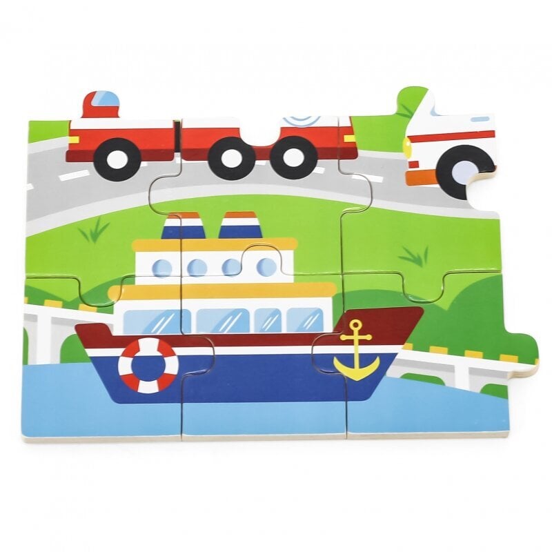 Koka puzle VIGA Automašīnas pilsētā, 24 elementi цена и информация | Puzles, 3D puzles | 220.lv