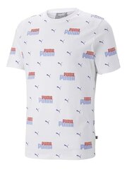Puma T-krekls vīriešiem Essentials+ Logo Power Printed 234238384, balts cena un informācija | Vīriešu T-krekli | 220.lv