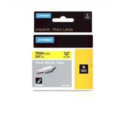 Termocaurulīte Dymo Rhino, 19mm x 1.5m, melns/dzeltens cena un informācija | Piederumi printerim | 220.lv