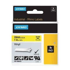 DYMO Rhino Vinyl Tape 24mm x 5.5m   black on yellow (1805431) - цена и информация | Аксессуары для принтера | 220.lv