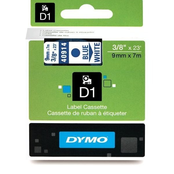 Lente Dymo D1, 9mm x 7m, zils/balts cena un informācija | Piederumi printerim | 220.lv