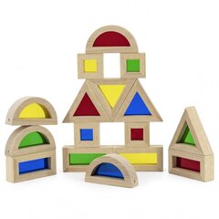 Koka krāsainu bloku komplekts no 16 elementiem cena un informācija | Attīstošās rotaļlietas | 220.lv
