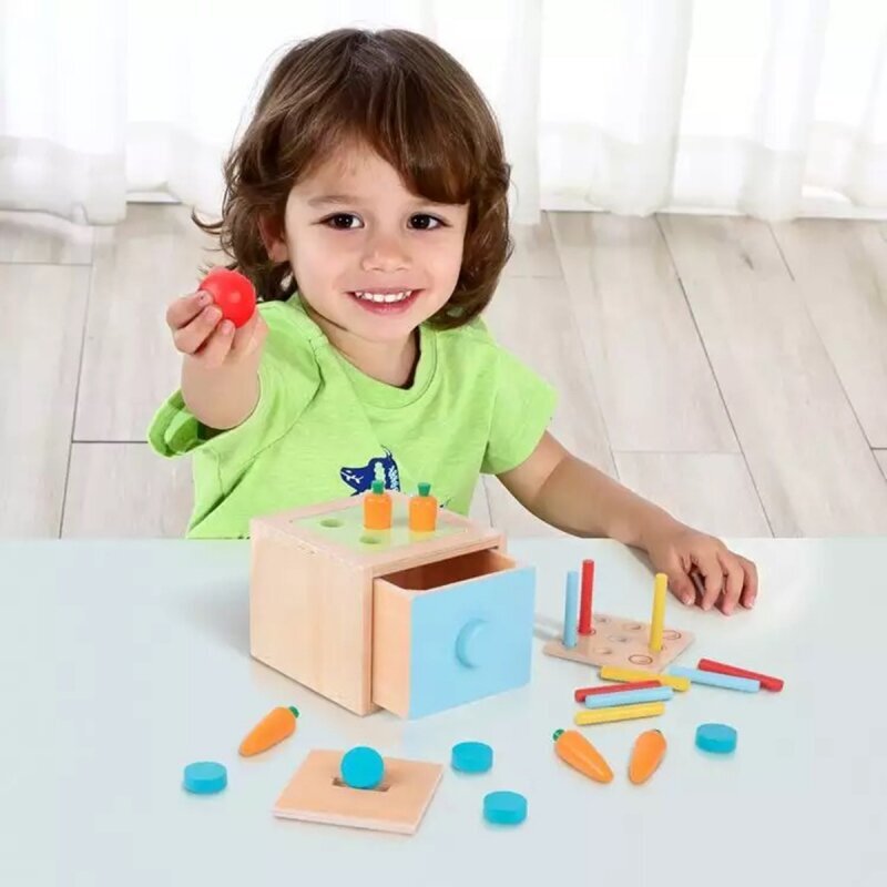 Rotaļlietu koka kubu izglītojoša atvilktne 4in1 cena un informācija | Attīstošās rotaļlietas | 220.lv