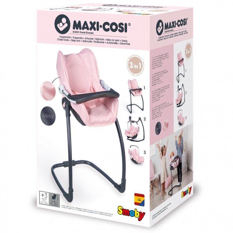 Leļļu turētājs, augstais krēsls, šūpoles Smoby Maxi Cosi Quinny 3in1 цена и информация | Rotaļlietas meitenēm | 220.lv