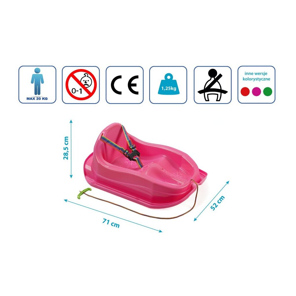 Plastmasas kamaniņas - Mini Bobek Marmat, rozā, 71 cm cena un informācija | Ragavas | 220.lv