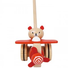 Деревянный плюшевый мишка-толкатель в самолете, Classic World цена и информация | Игрушки для малышей | 220.lv