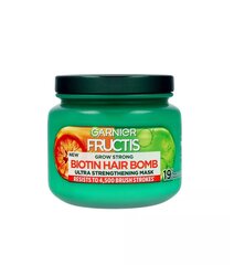 Nostiprinoša matu maska Garnier Fructis Grow Strong Biotin Hair Bomb, 320 ml цена и информация | Распылите крем-спрей на волосы на расстоянии 20-25 см, расчешите их расческой. | 220.lv