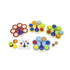 VIGA Wooden Game Match Colors Peacock Tail Montessori + kartes cena un informācija | Attīstošās rotaļlietas | 220.lv