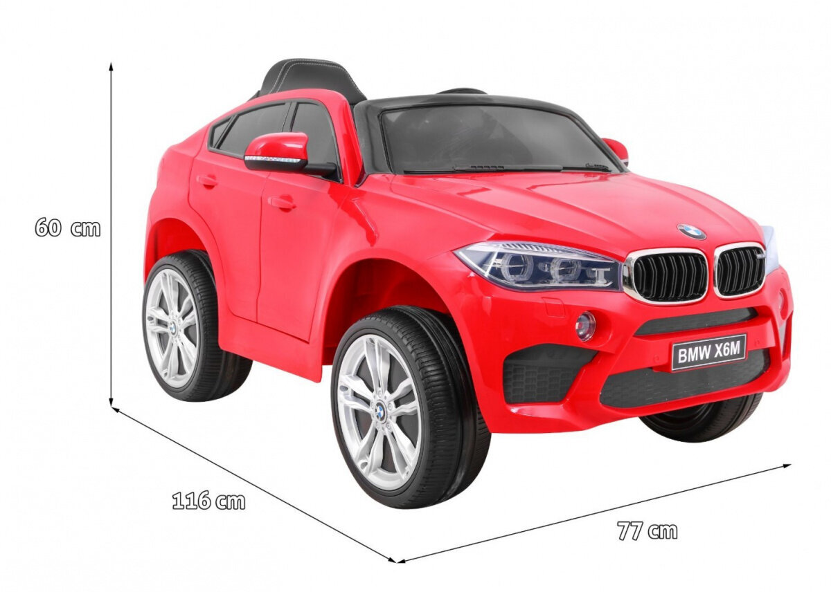 BMW X6M vienvietīgs elektromobilis, sarkans cena un informācija | Bērnu elektroauto | 220.lv