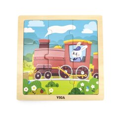 VIGA Handy Wooden Puzzle Train Train 9 elementi cena un informācija | Attīstošās rotaļlietas | 220.lv