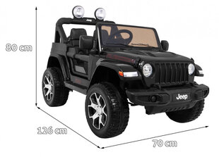 Электромобиль Jeep Wrangler Rubicon двухместный, черный цена и информация | Электромобили для детей | 220.lv