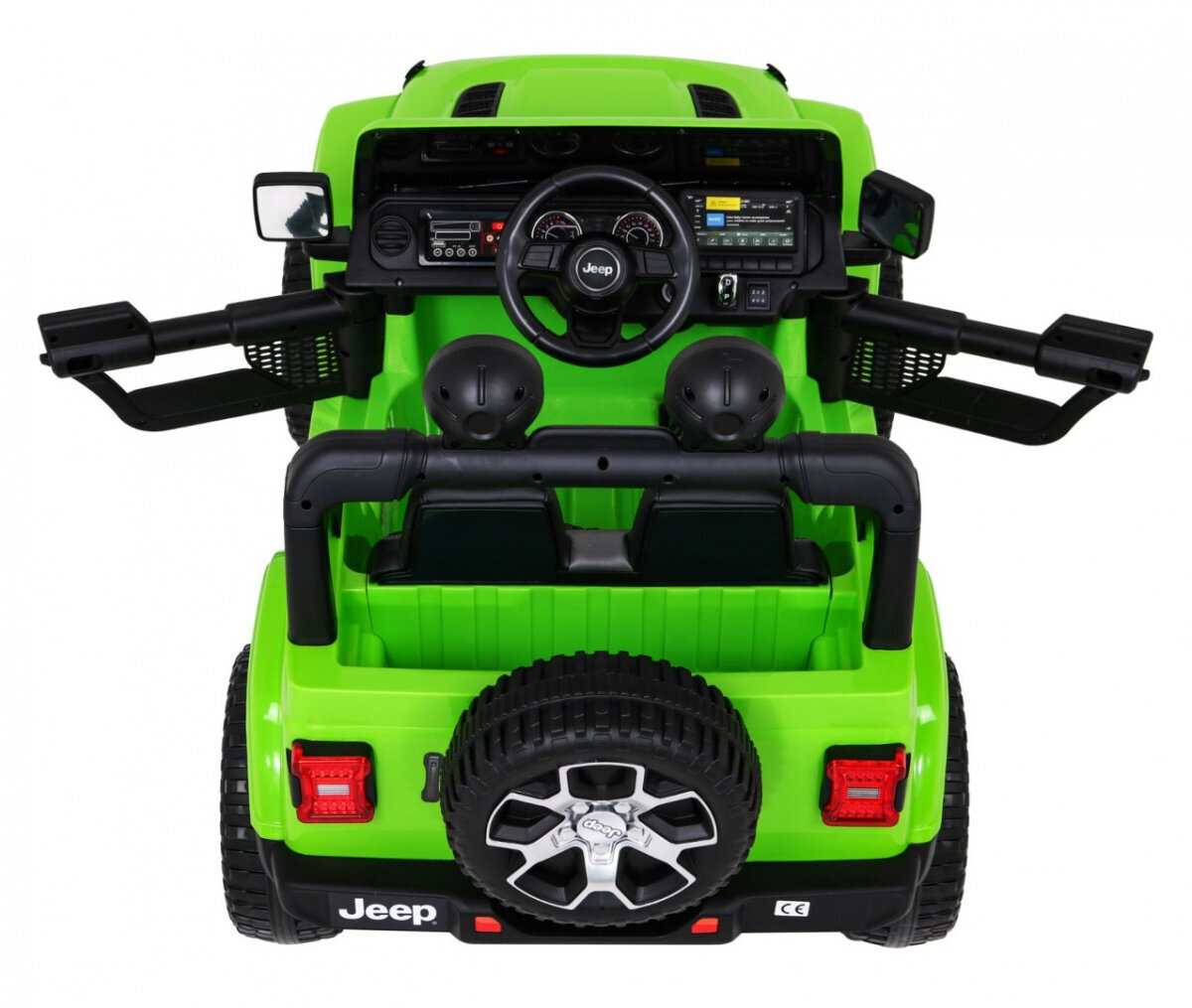 Jeep Wrangler Rubicon elektriskais divvietīgais automobilis, zaļš cena un informācija | Bērnu elektroauto | 220.lv