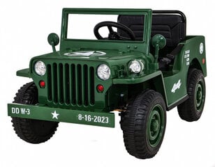 Ретро военный одноместный электромобиль, зеленый цена и информация | Электромобили для детей | 220.lv