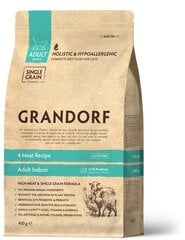 4 Gaļa - sausā barība pieaugušiem mājas kaķiem GRANDORF, 400g цена и информация | Сухой корм для кошек | 220.lv