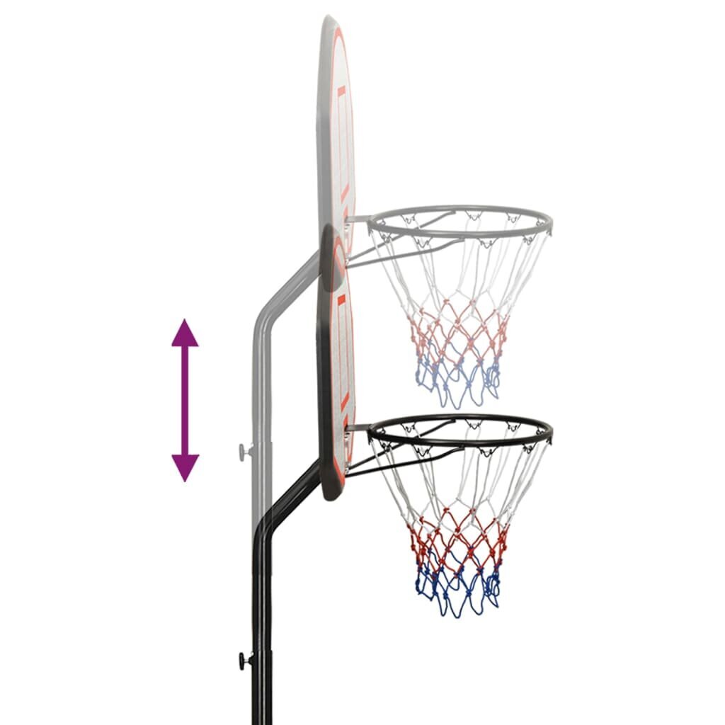 vidaXL basketbola vairogs, melns, 237-307 cm, polietilēns cena un informācija | Basketbola statīvi | 220.lv