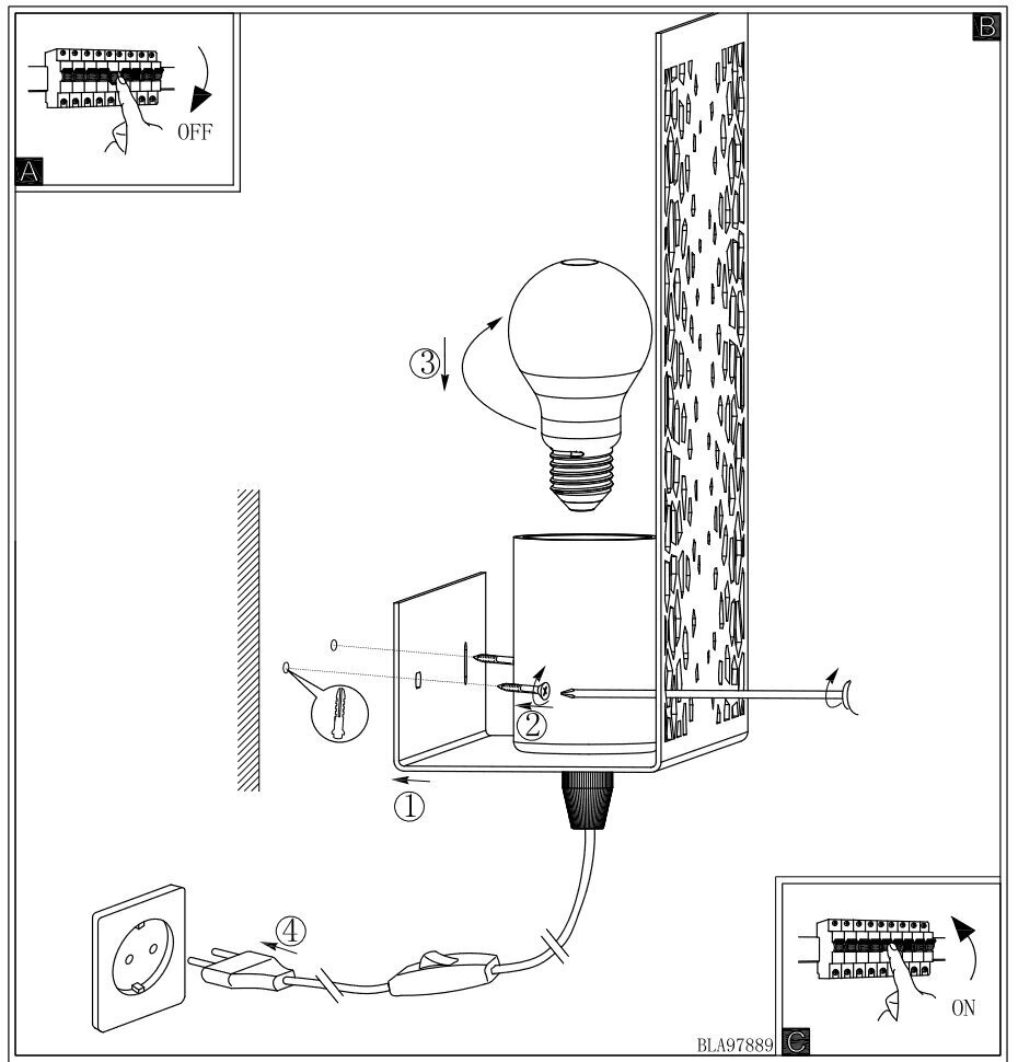 Eglo sienas lampa Gallico 97889 цена и информация | Sienas lampas | 220.lv