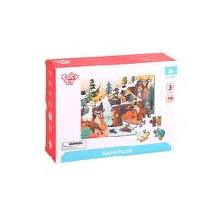 Tooky Toy Alpine Animals puzle ar rāmi un maisiņu, 49 gab. cena un informācija | Puzles, 3D puzles | 220.lv