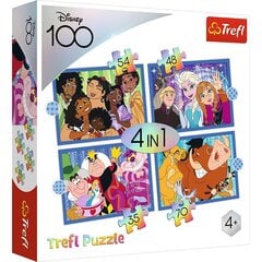 TREFL DISNEY Pužļu komplekts Disney 100 4in1, 35+48+54+70 gab. cena un informācija | Puzles, 3D puzles | 220.lv