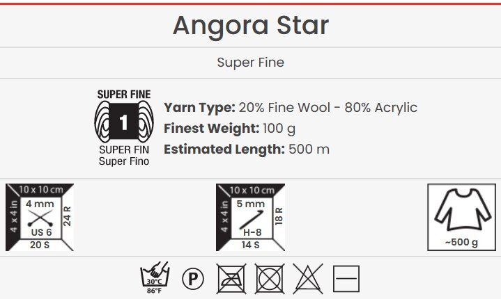 Adīšanas dzija YarnArt Angora Star 100 g, krāsa 174 цена и информация | Adīšana | 220.lv