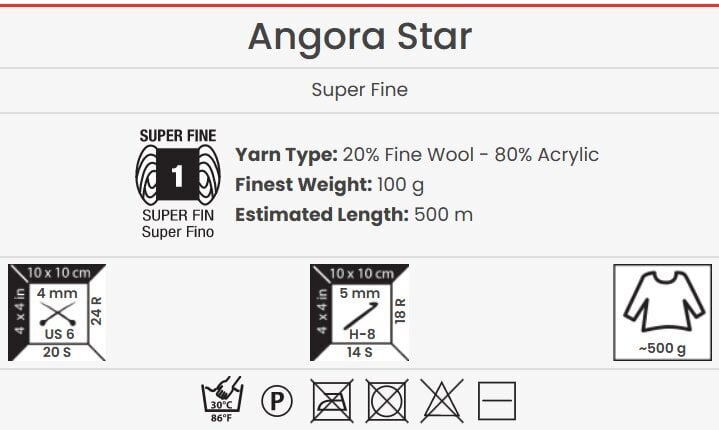 Adīšanas dzija YarnArt Angora Star 100 g, krāsa 282 цена и информация | Adīšana | 220.lv