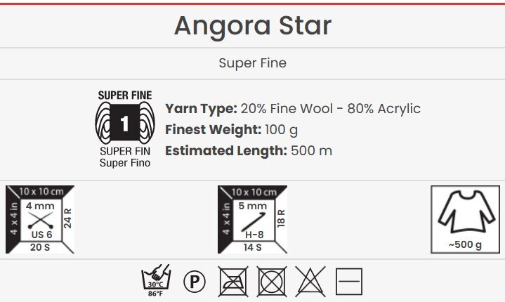 Adīšanas dzija YarnArt Angora Star 100 g, krāsa 359 cena un informācija | Adīšana | 220.lv