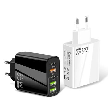 Зарядное устройство для телефона 65 Вт GaN USB C Быстрое зарядное устройство на 5 устройств цена и информация | Зарядные устройства для телефонов | 220.lv