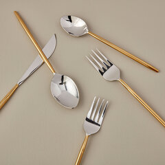 Galda piederumu komplekts Stainless & Gold Flatware, 5 gab. cena un informācija | Galda piederumi | 220.lv