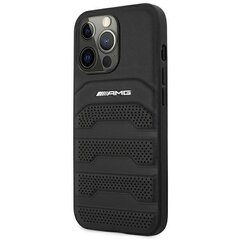 AMG AMHCP14LGSEBK iPhone 14 Pro 6,1" czarny|black hardcase Leather Debossed Lines цена и информация | Чехлы для телефонов | 220.lv