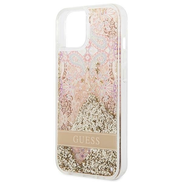 Guess GUHCP14MLFLSD iPhone 14 Plus 6,7" złoty|gold hardcase Paisley Liquid Glitter cena un informācija | Telefonu vāciņi, maciņi | 220.lv